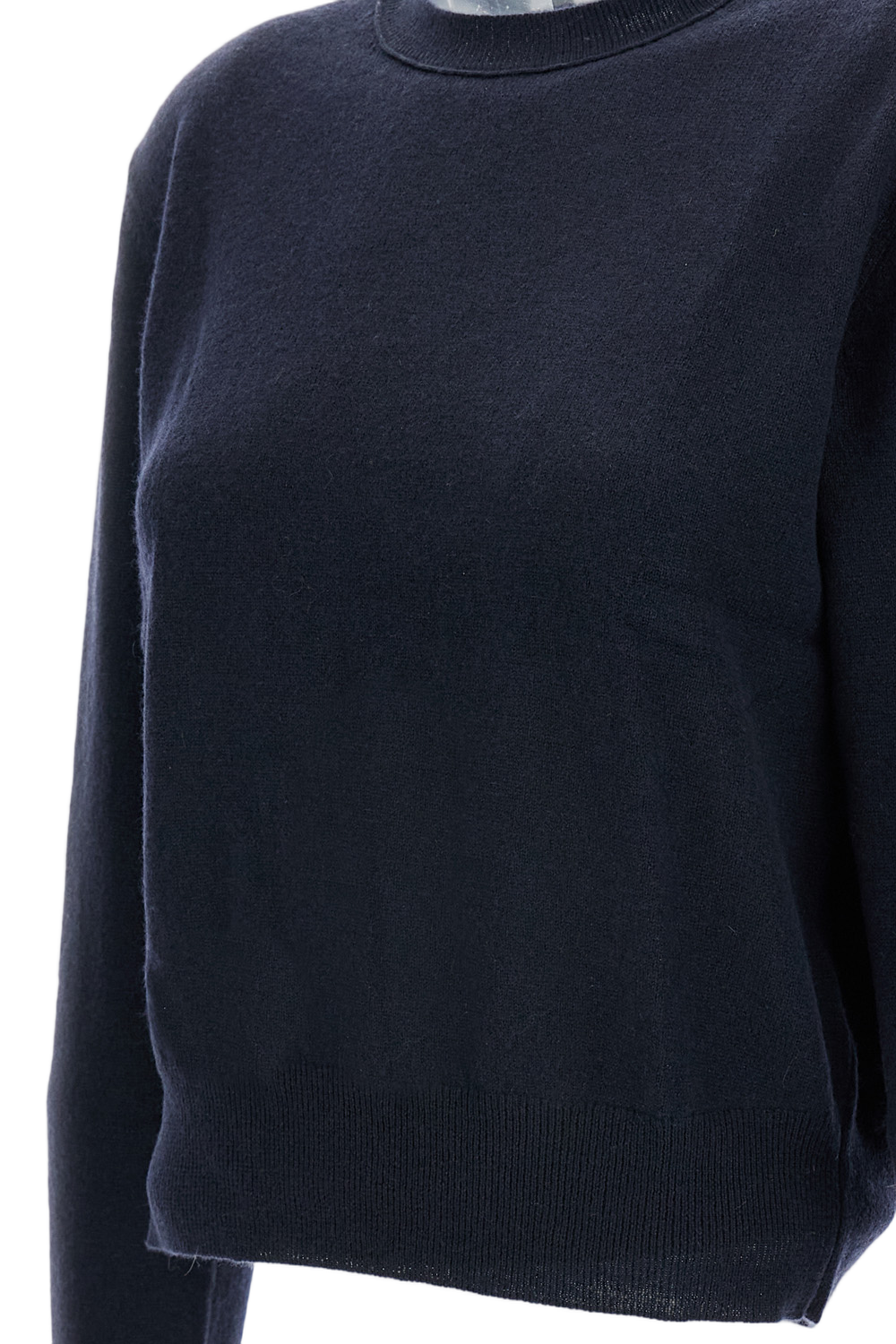Cropped Black Wool Sweater With Ribbed Trim