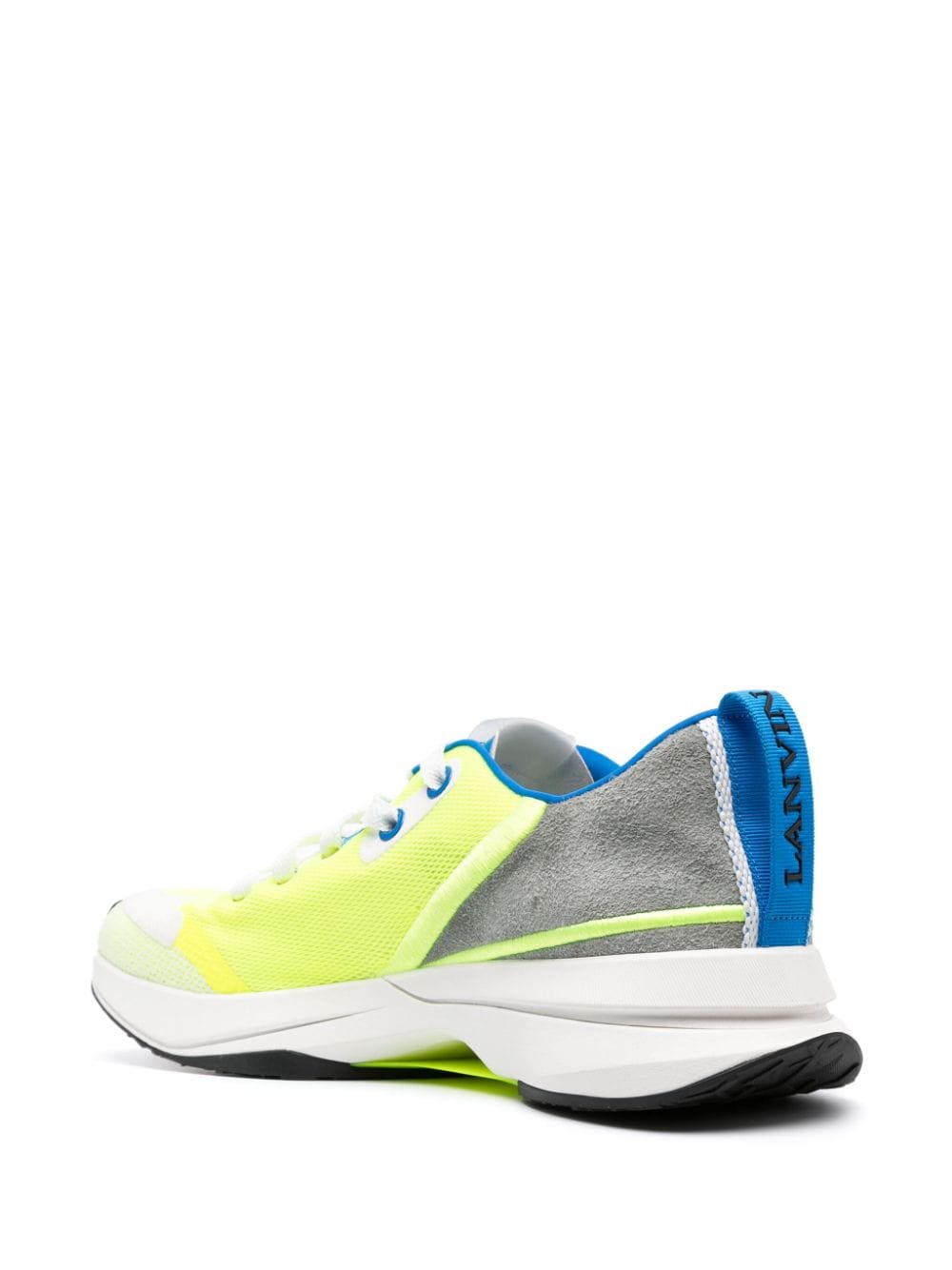 Lemon Yellow and Blue Colour-Block Mesh Sneakers