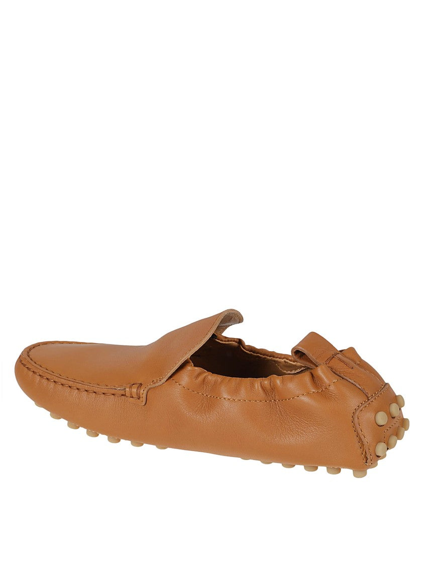 Slip-On Brown Calfskin Flat Shoes
