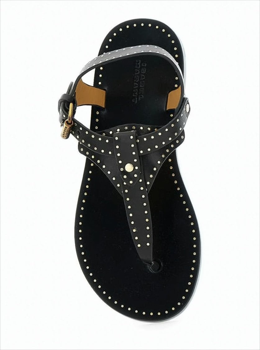 Flat Thong Sandals with Metallic Studs