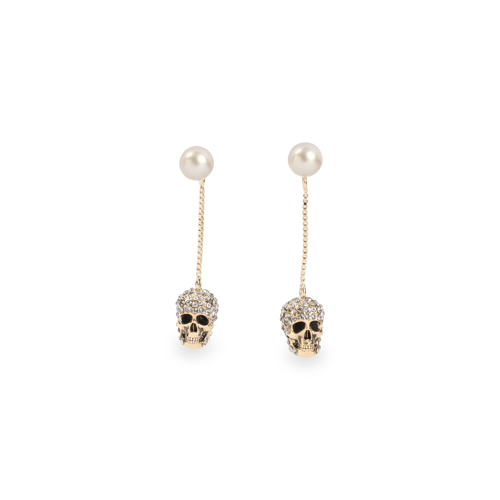 Gold Brass Earrings with Pearl Accent