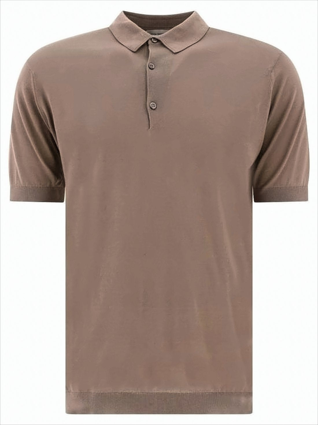 Classic Brown Polo Shirt With Smooth Knit And Ribbed Details