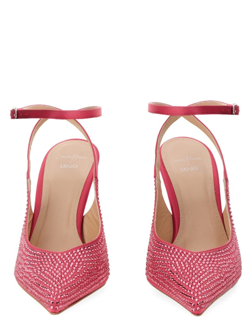 Pointed Toe Satin Slingback Heels