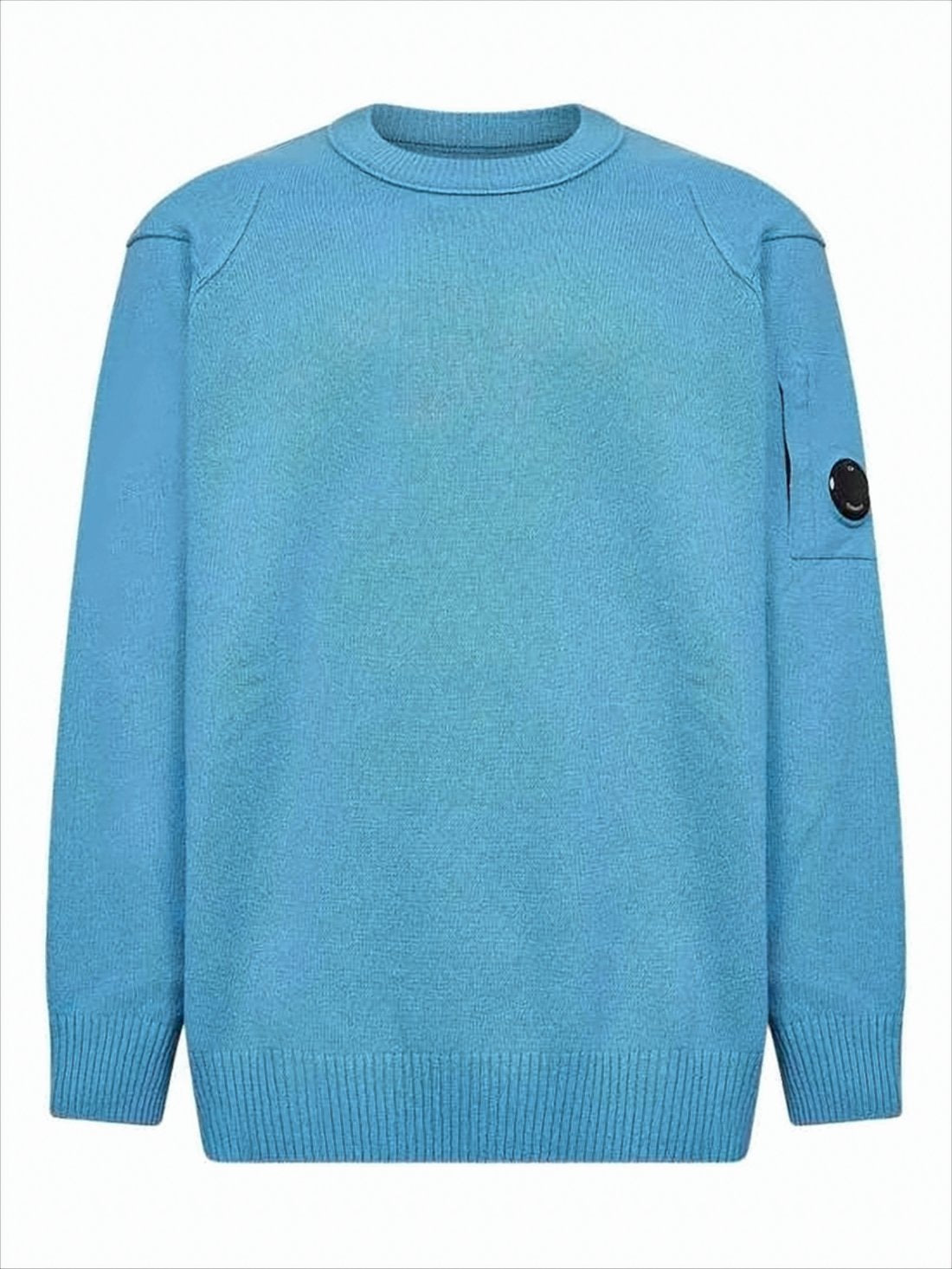 Lens Detail Crewneck Sweater in Soft Wool-Polyamide Blend