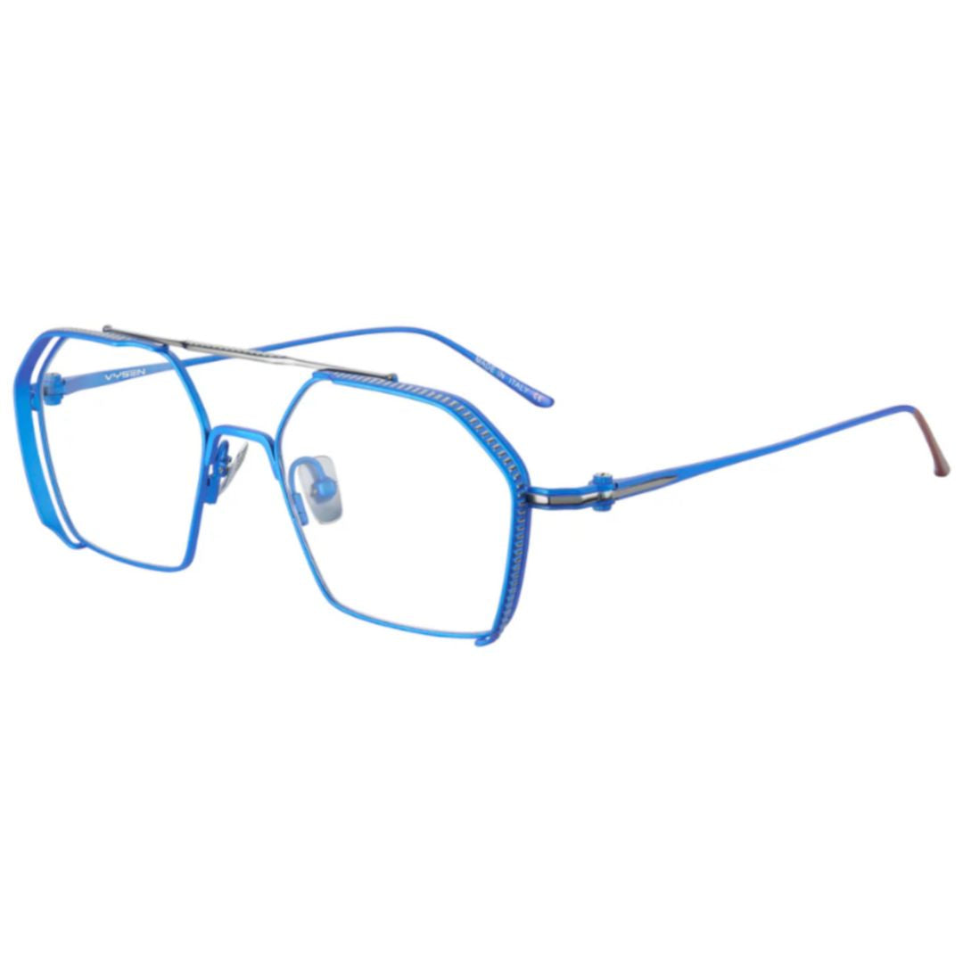 Koyv Collection Kv-4 Geometric Titanium Eyeglasses in Vibrant Blue