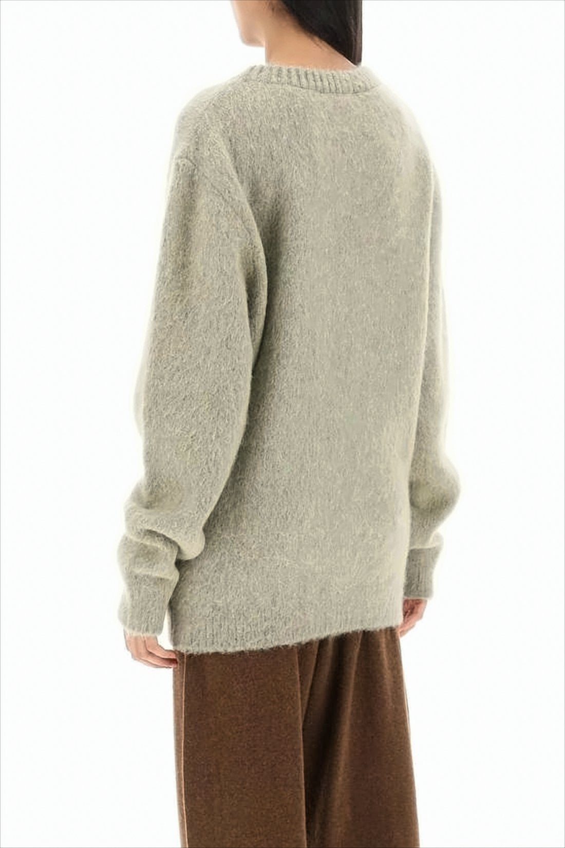 Soft Plush Sweater with Ribbed Neckline and Relaxed Fit