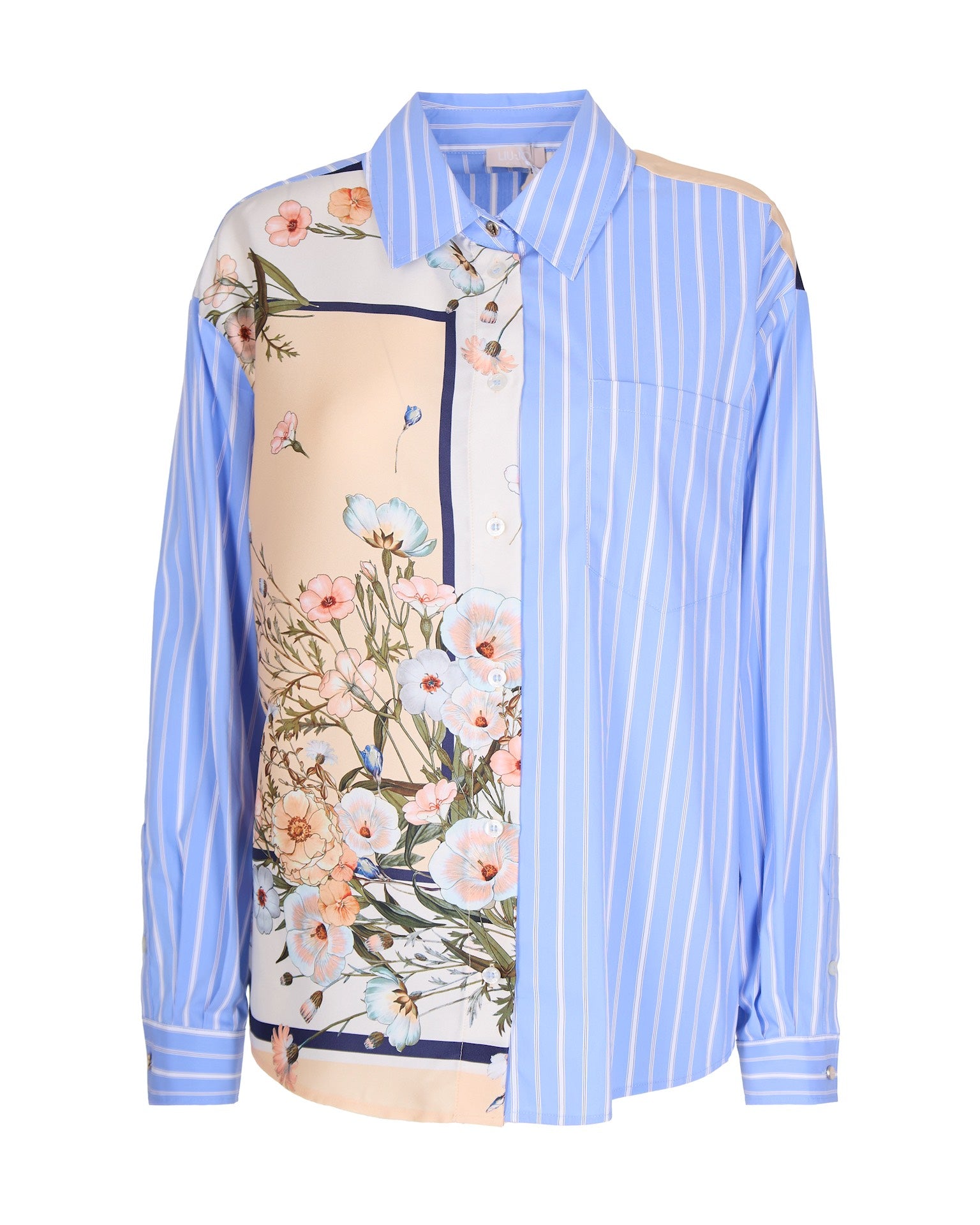 Striped Shirt With Floral Insert