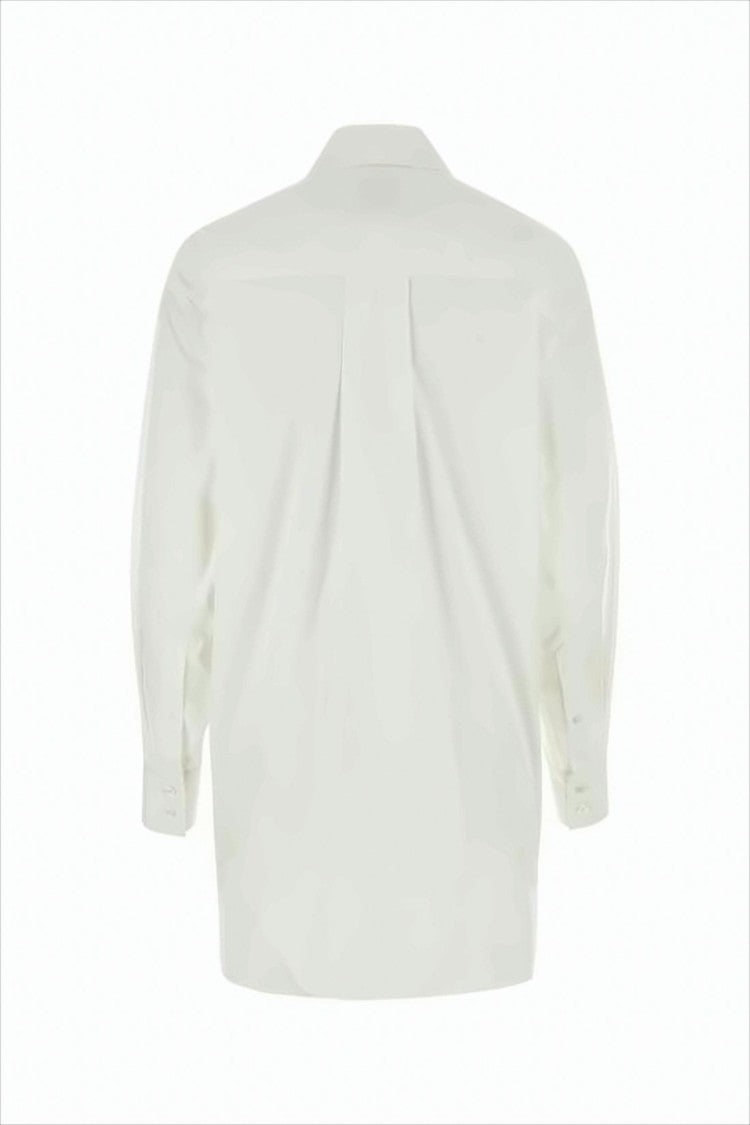 Relaxed Fit Cotton Button-Up Shirt with Pointed Collar