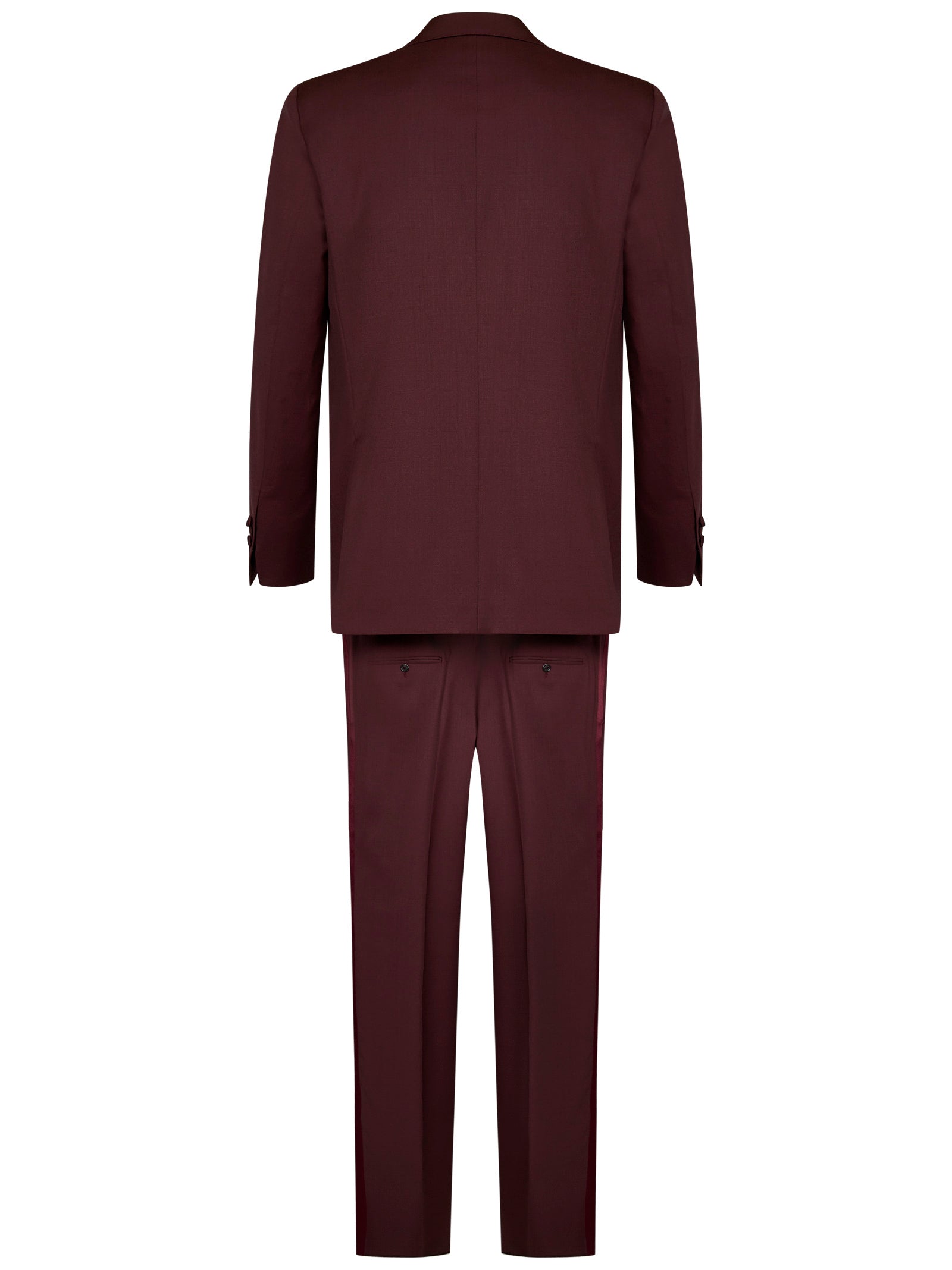Double-Breasted Tuxedo Suit in Deep Burgundy Super 130's Wool