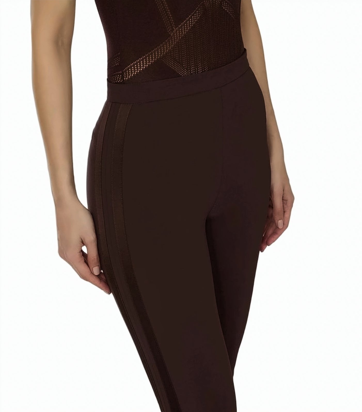 Light Crepe Satin Side Bands Trousers