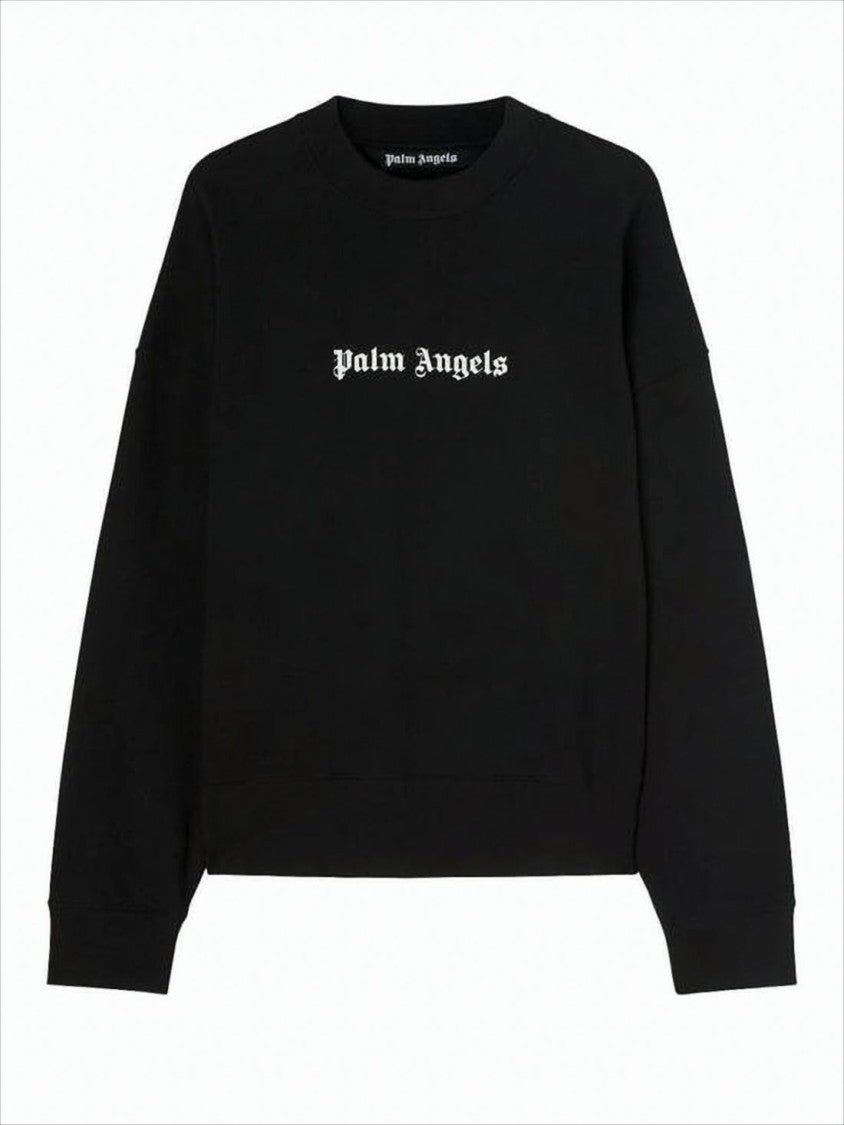 Black Long-Sleeve T-Shirt with Gothic Logo