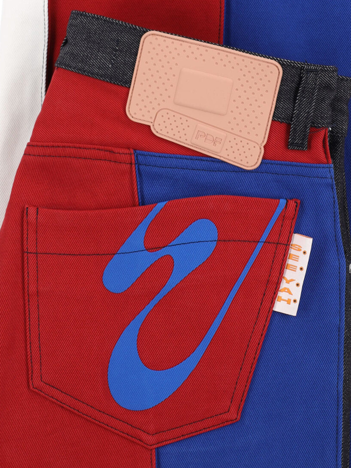 Black Color-block Wide-Leg Denim Jeans