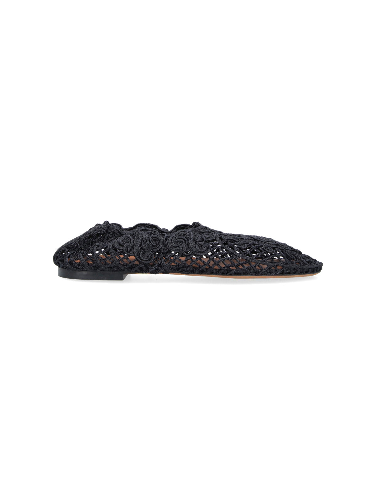 Black Pointed Toe Swirling Openwork Flats