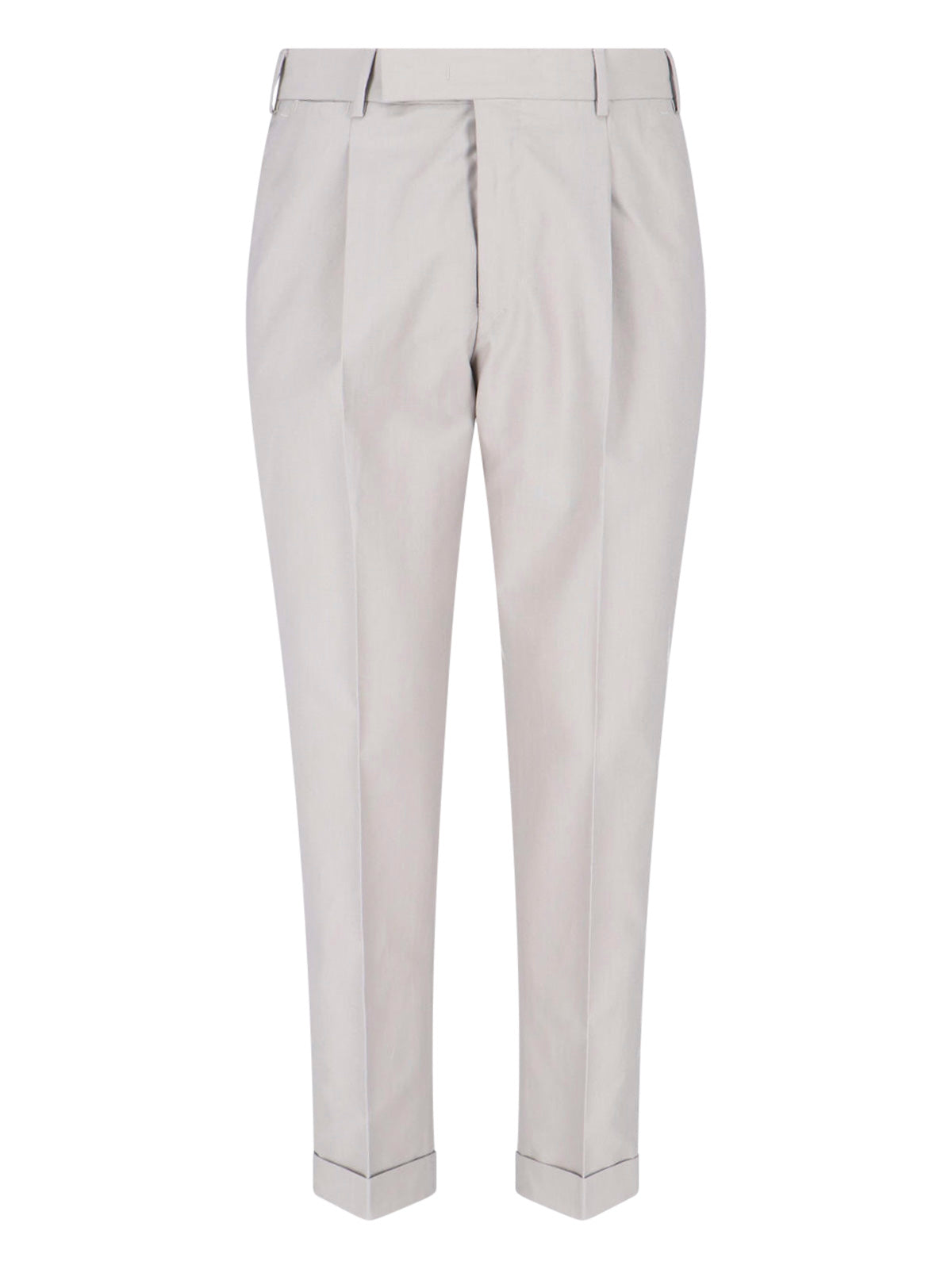 Grey Tailored Pleated Virgin Wool Trousers