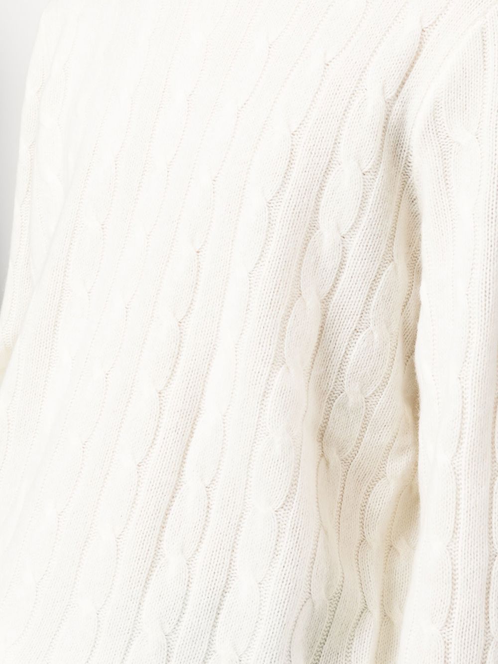 Cashmere Cable-Knit Crewneck Sweater With Ribbed Trims