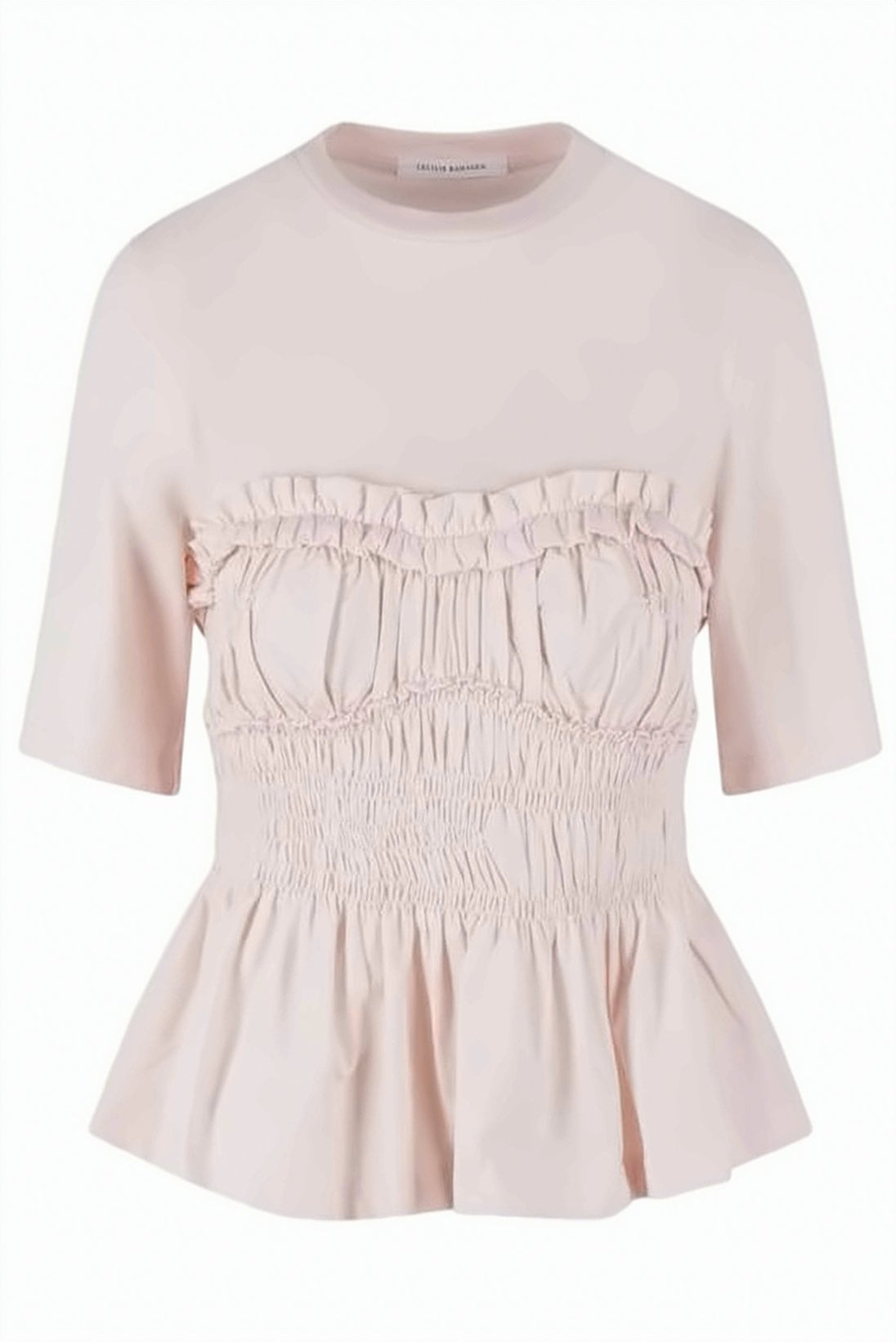 Short-Sleeved Fitted Top With Ruffle Details