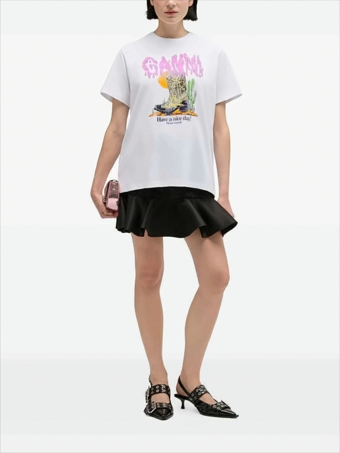 Graphic Print White Short-Sleeved T-Shirt