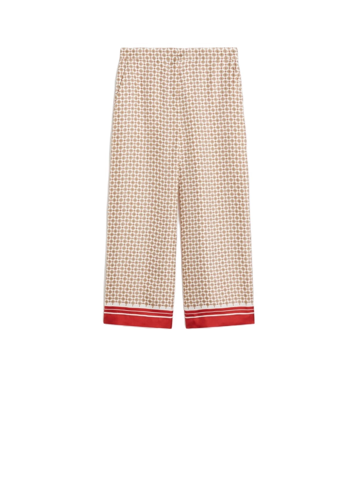 Wide-Leg Cropped Pants with Geometric Pattern