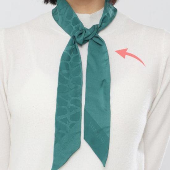Silk Scarf with Embossed Pattern and Pointed Ends