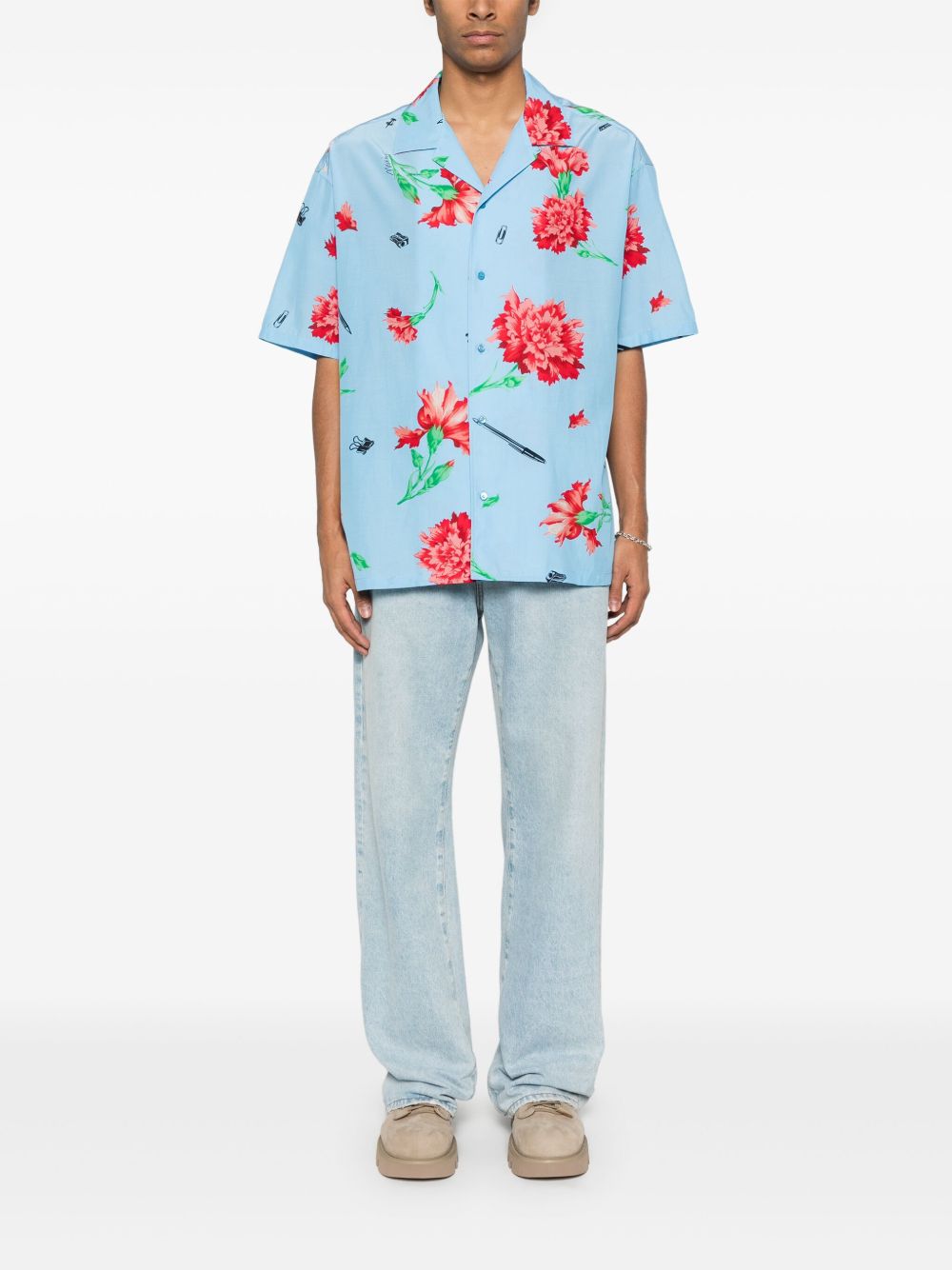 Splash Blue Floral Print Shirt