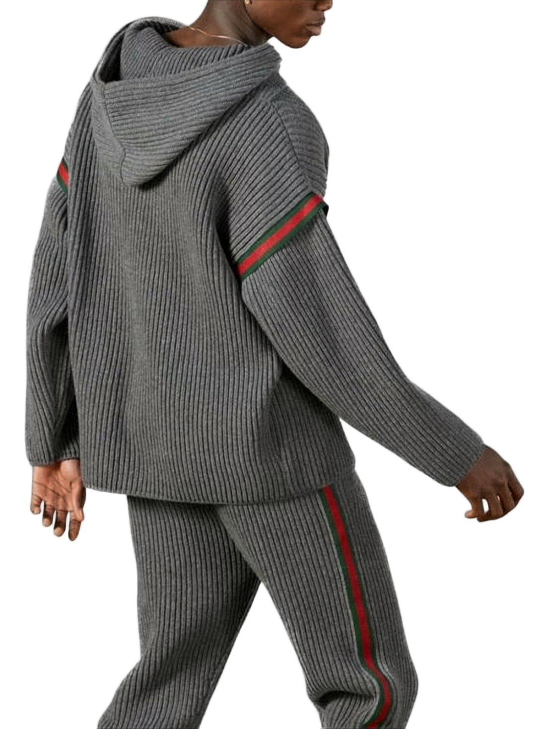 Ribbed Knit Sweater with Hood