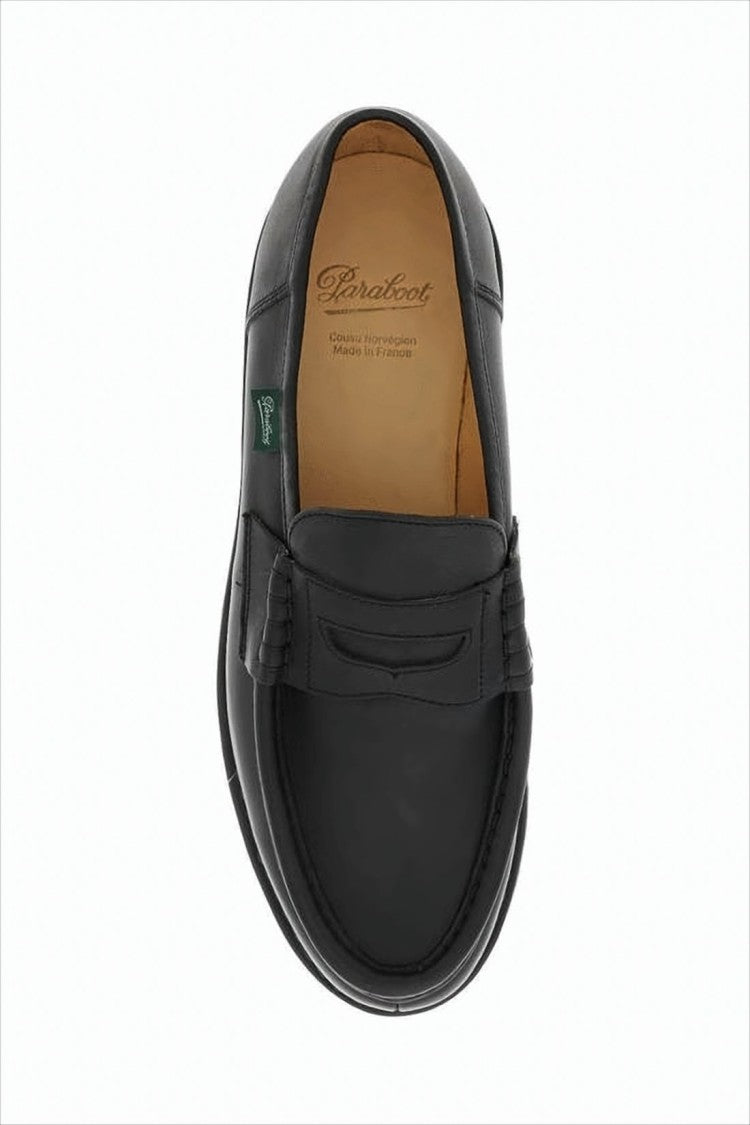 Classic Penny Strap Loafers In Smooth Black Leather