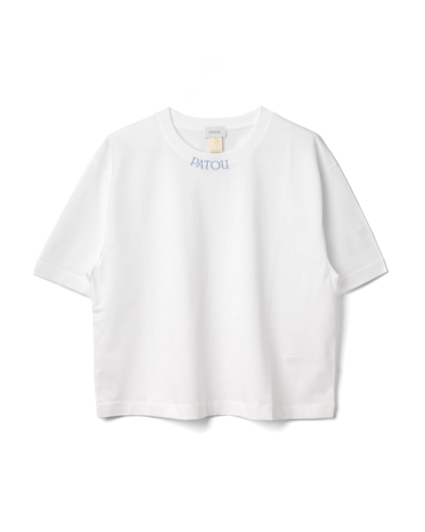 Cropped T-Shirt With Embroidered Collar