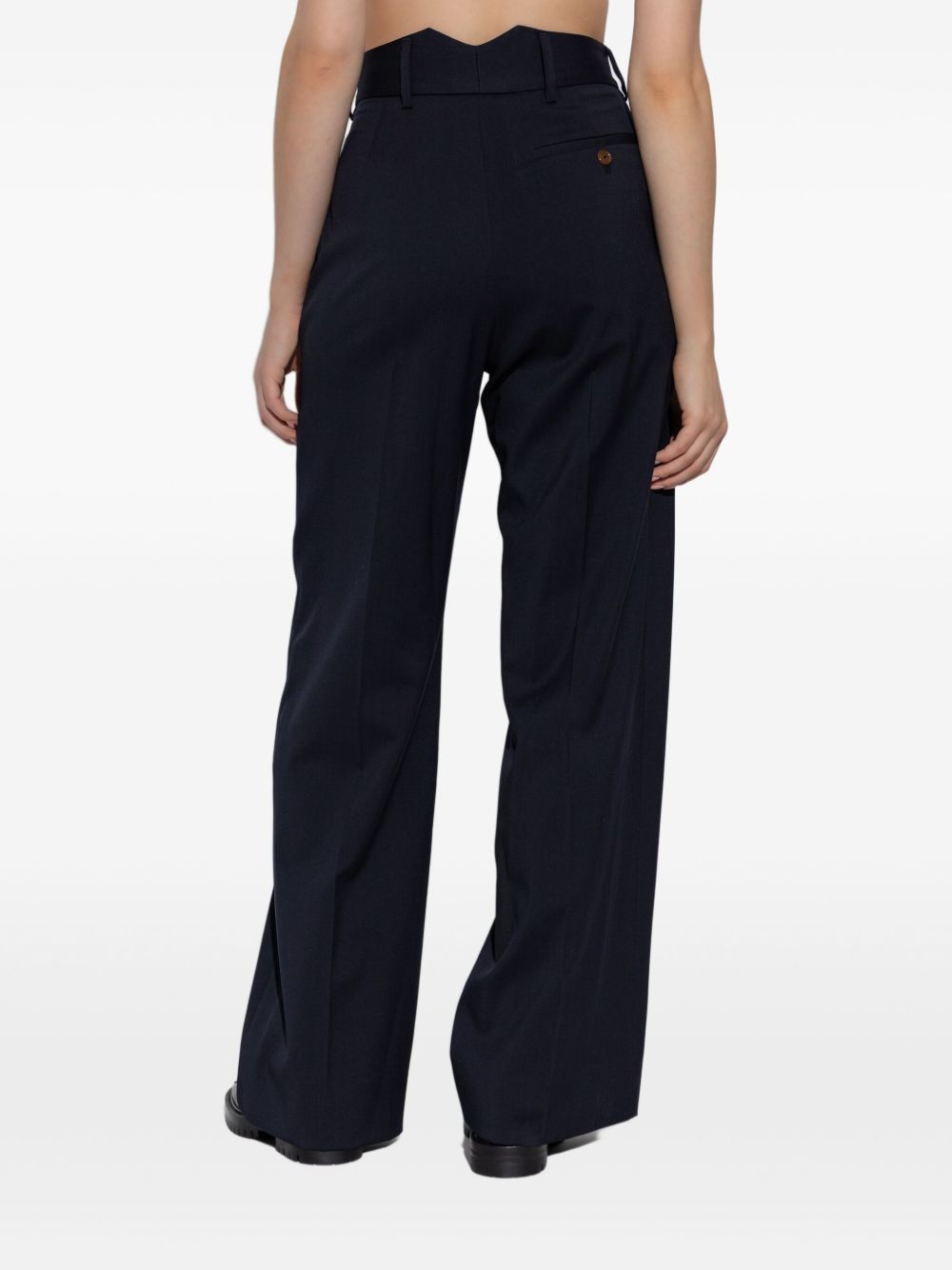 Navy Blue Wide-Leg Trousers