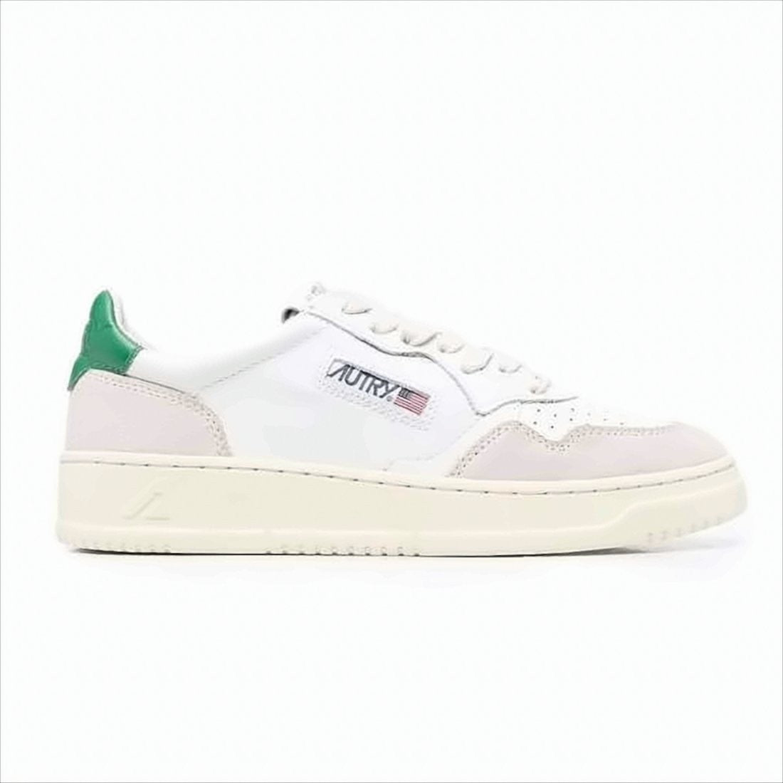 Low-Top White Leather Sneakers with Suede Detailing