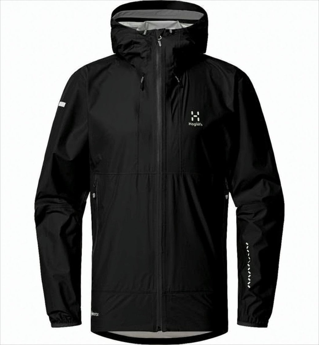 Solid Black Hooded Jacket with Zippered Pockets