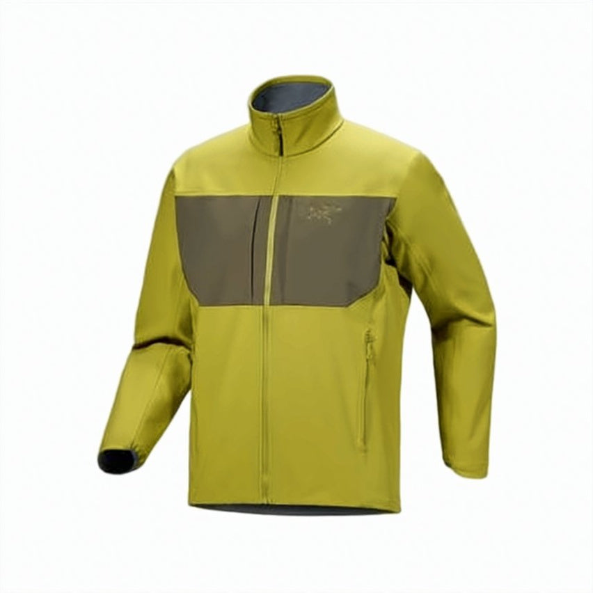Streamlined Green Jacket with High Collar