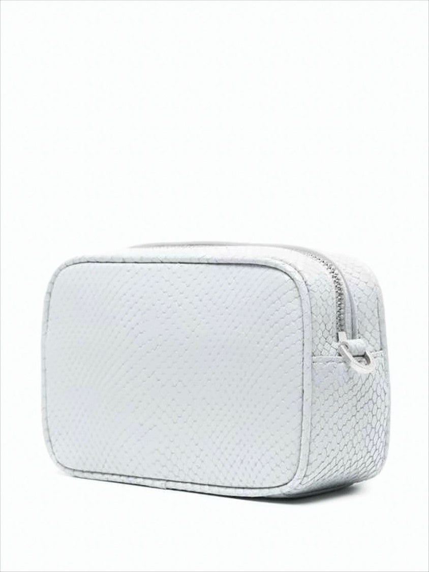 Textured Leather Shoulder Bag with Snakeskin Detail