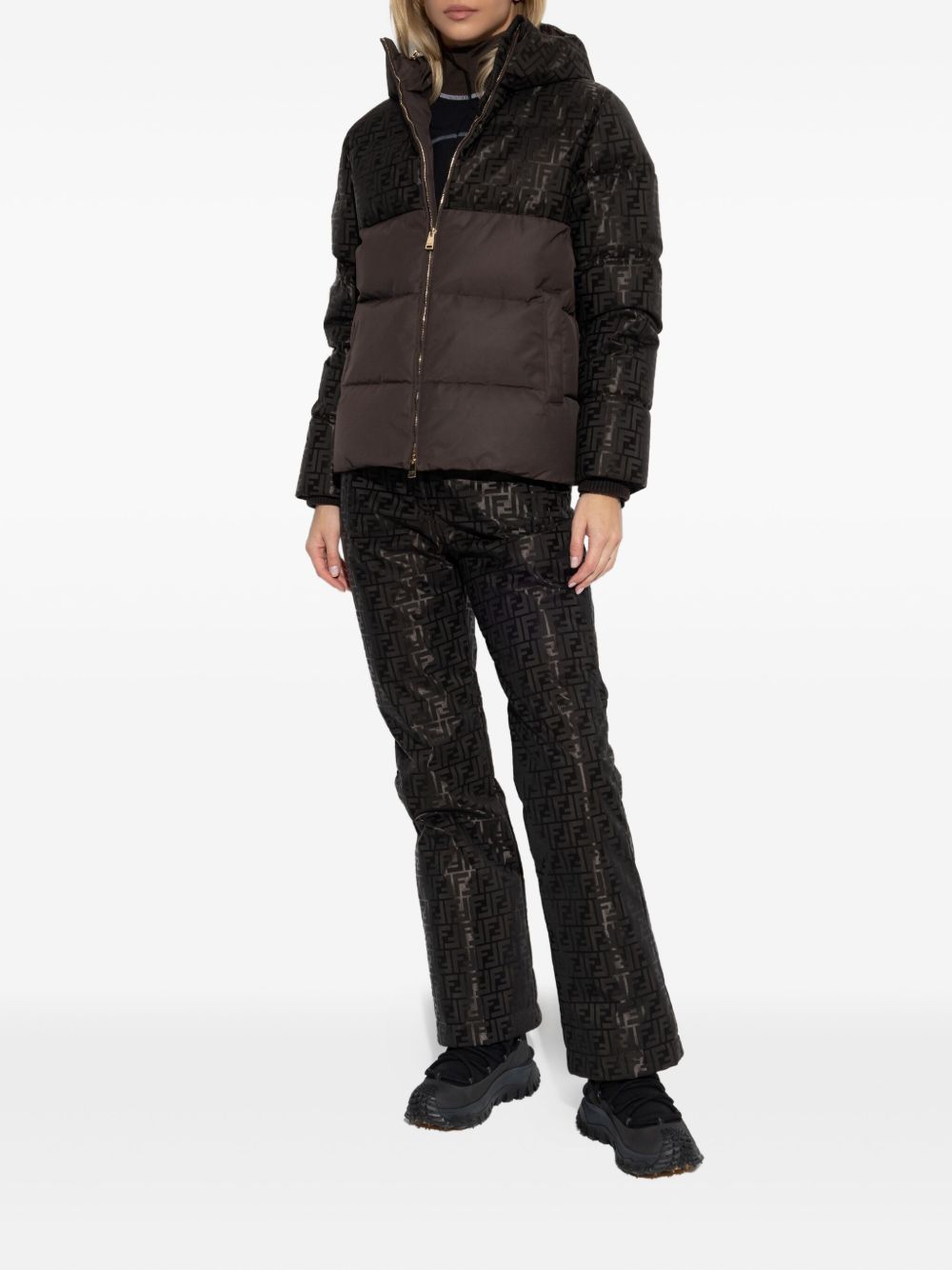 Two-Tone Quilted Jacket With Glossy Upper