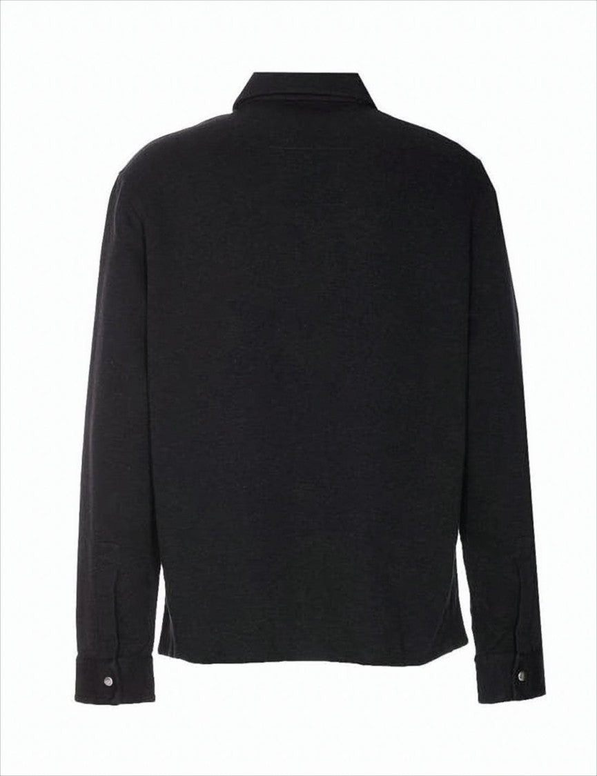 Black Bomber Jacket with Minimalist Design and Classic Collar