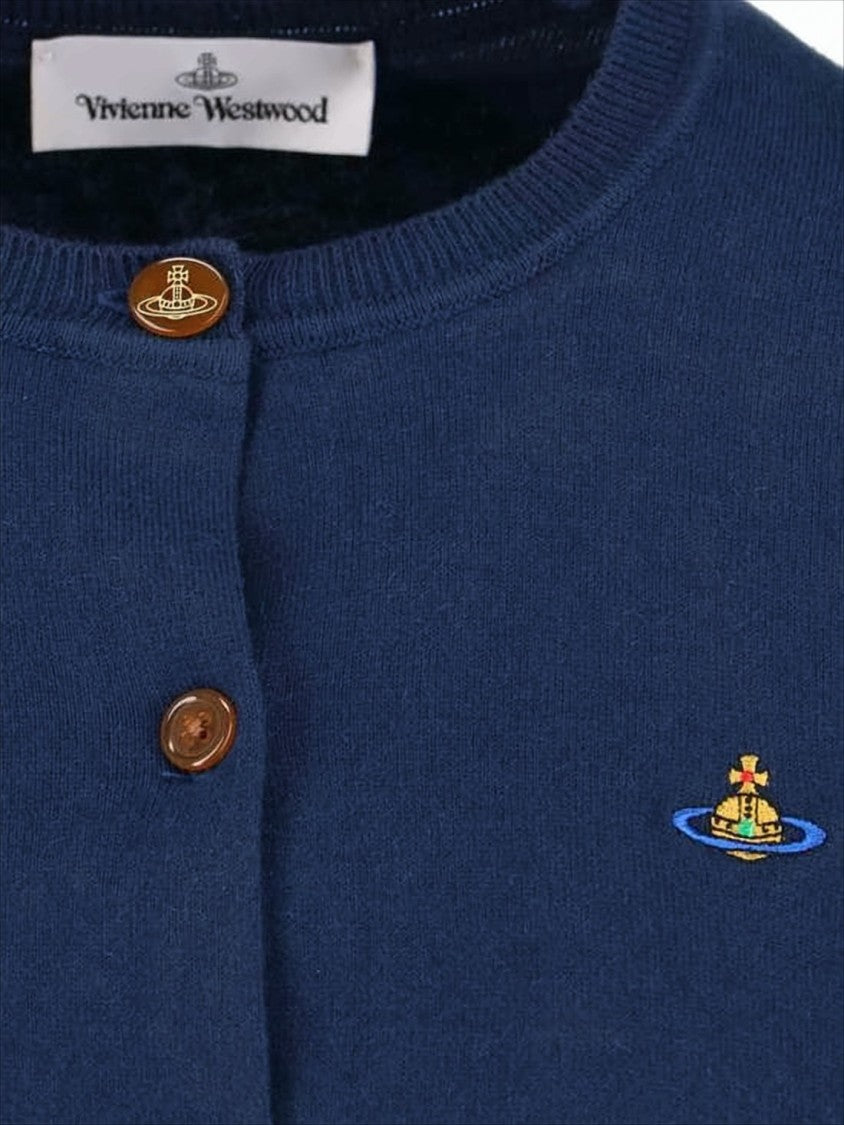 Deep Navy Cropped Cardigan with Button-Down Front