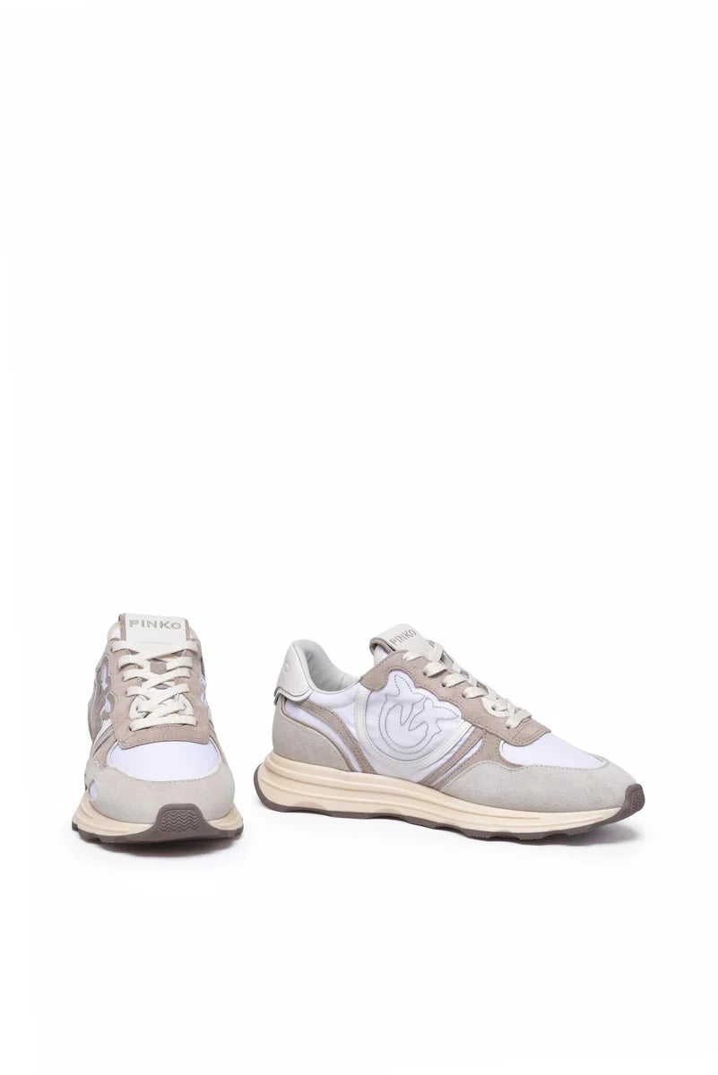 Cow Leather Fiber Sneakers - White/Beige