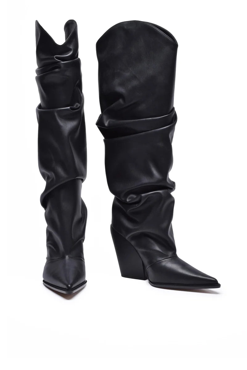 Folded Texan Boots - Black
