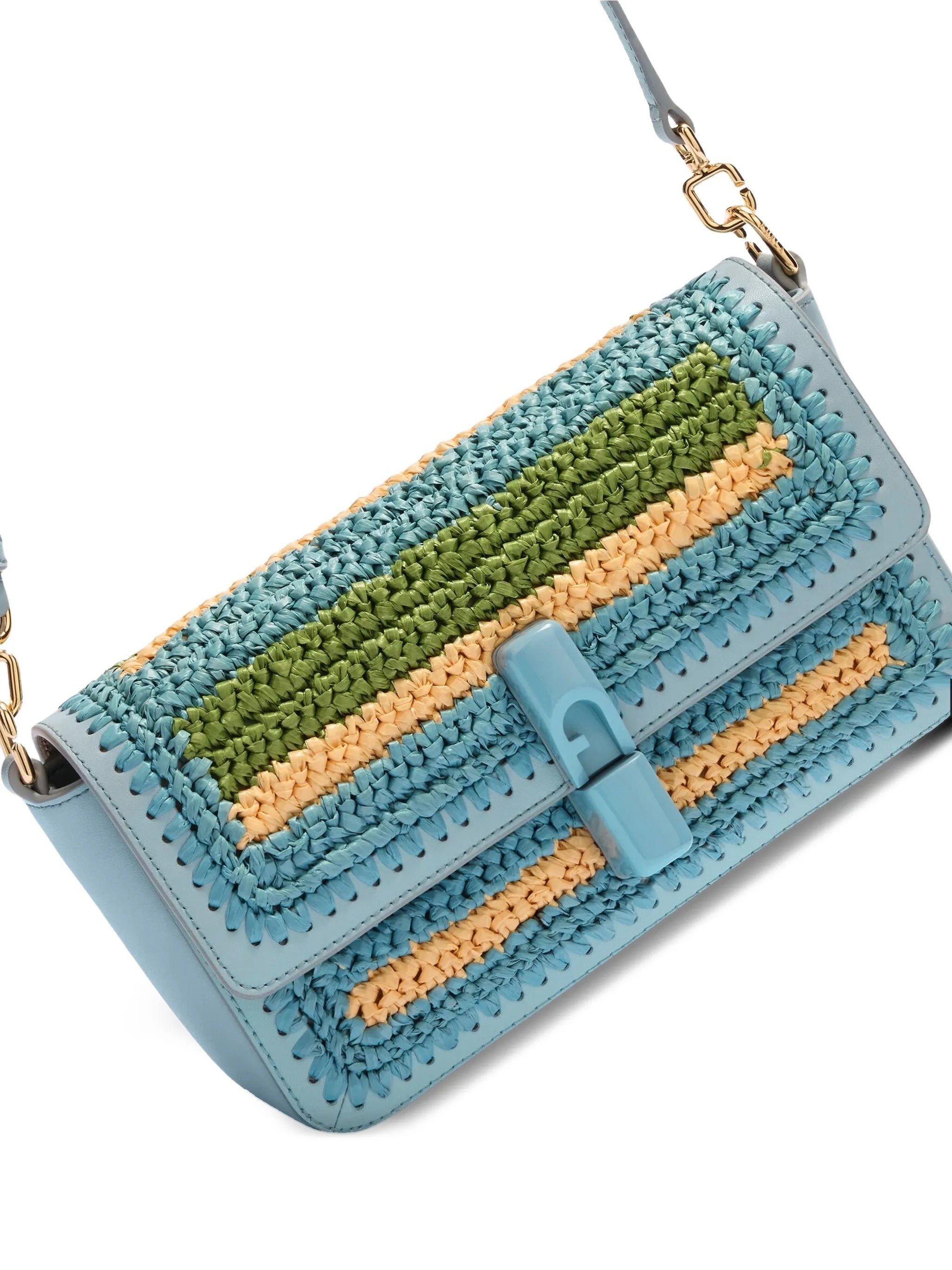 Iride S Woven Polypropylene Striped Shoulder Bag