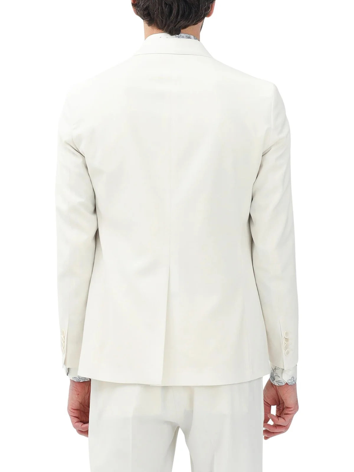White Polyester Viscose Elastane Double-Breasted Jacket