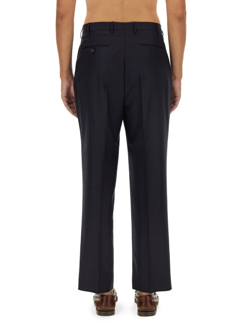 Tailored Black Wool Pants With Sharp Pleats