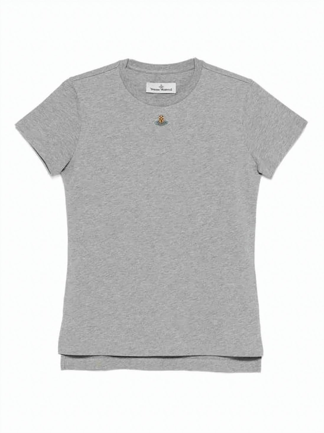 Grey Organic Cotton Embroidered Orb T-Shirt
