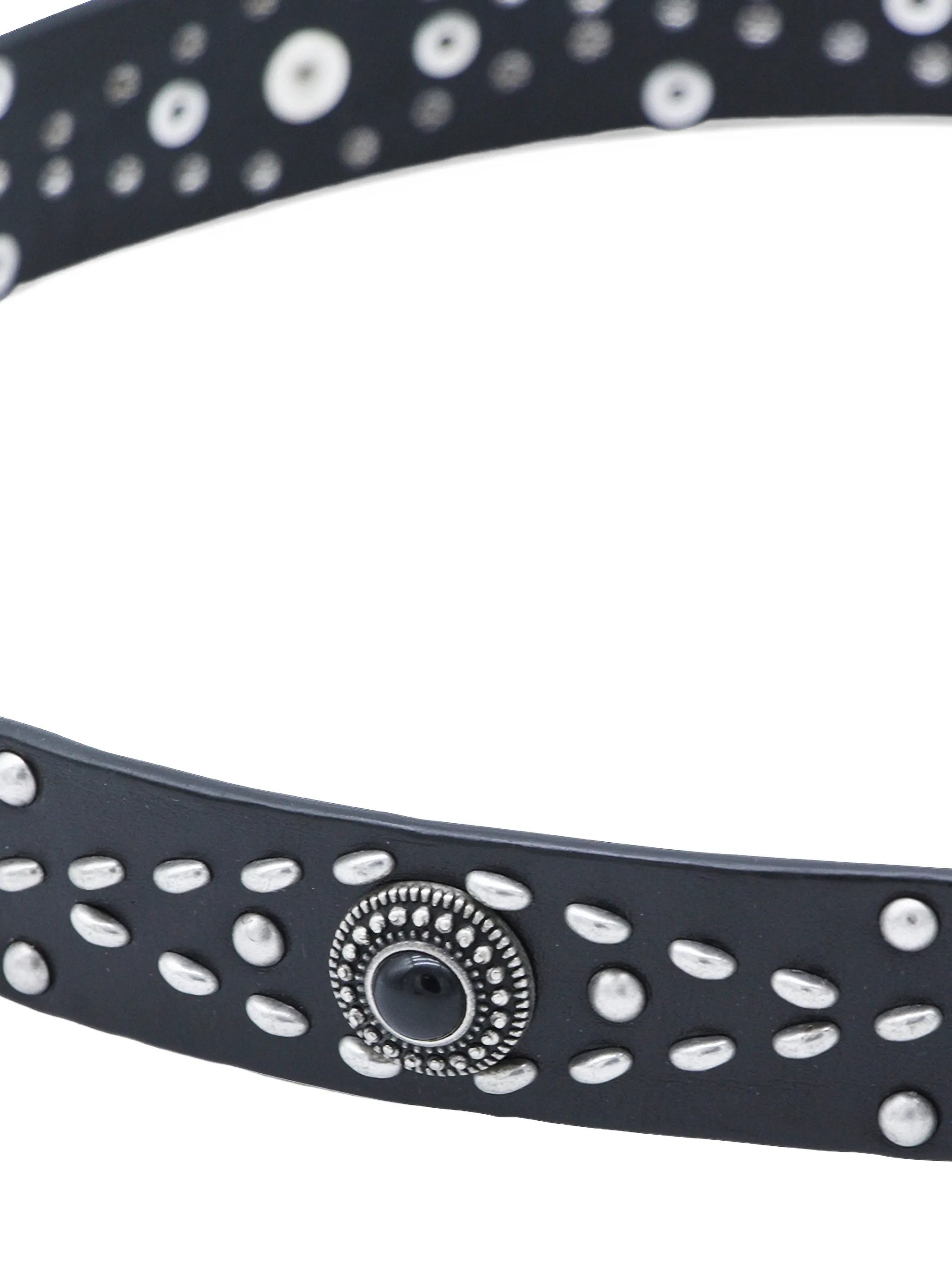 Black Leather Studded Vintage Metal Belt