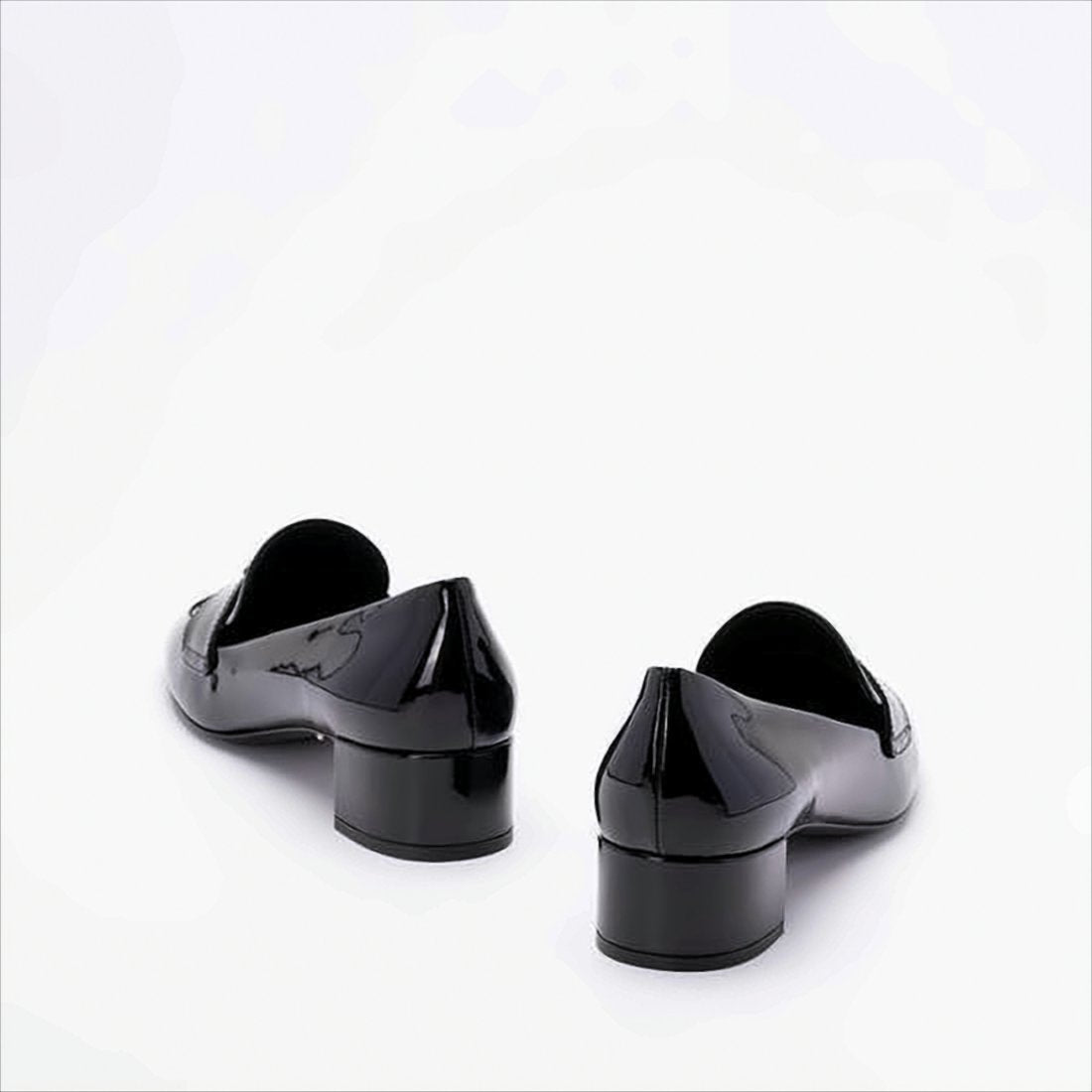 Sleek Glossy Leather Pumps with Low Block Heel