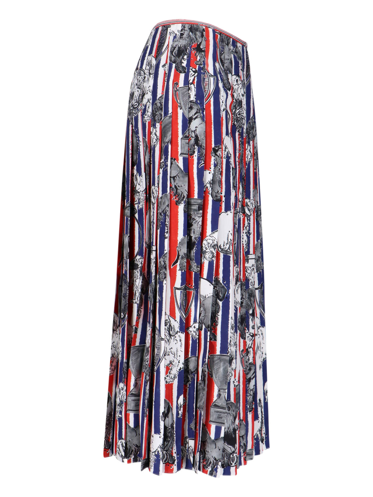 Multicolor Hector Dog Pleated Silk Skirt