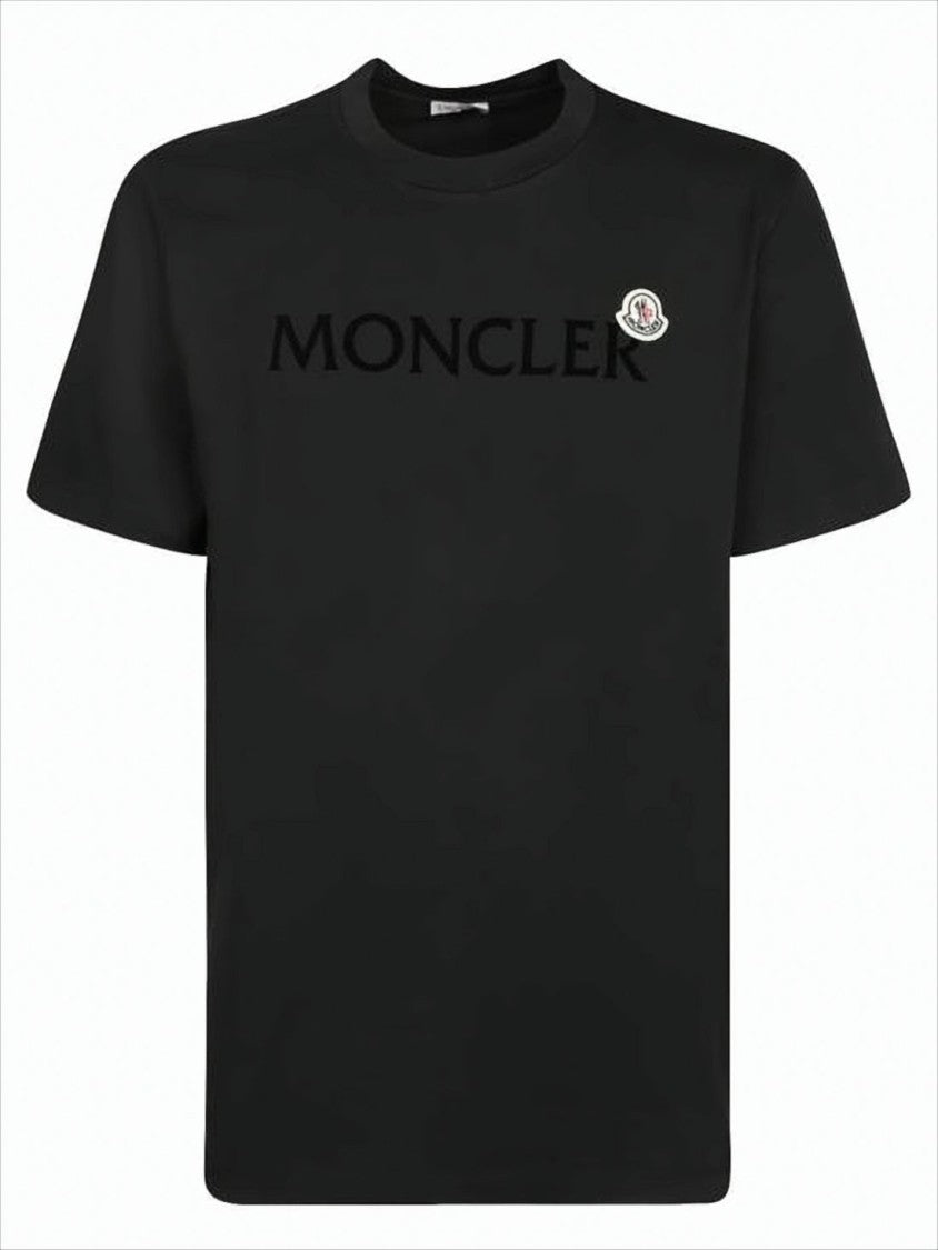 Regular-Fit Black Cotton T-Shirt with Embossed Logo