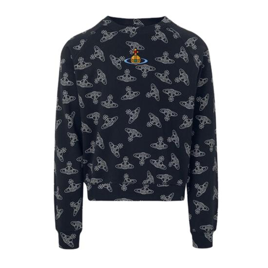 Long-Sleeve Crewneck T-Shirt with Distinctive Orb Logo