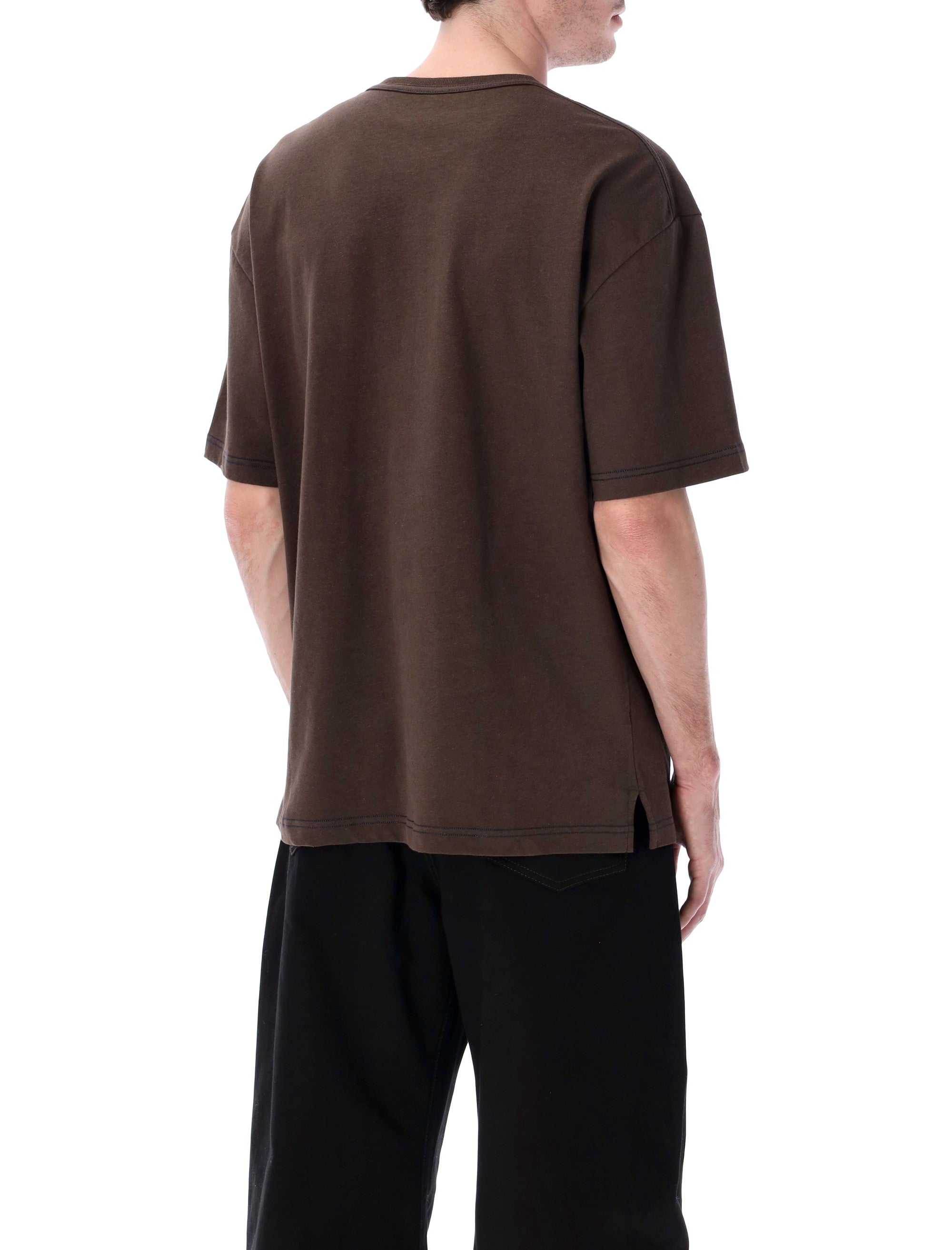 Boxy Heavy Jersey T-Shirt with Ribbed Neckline and Chest Pocket
