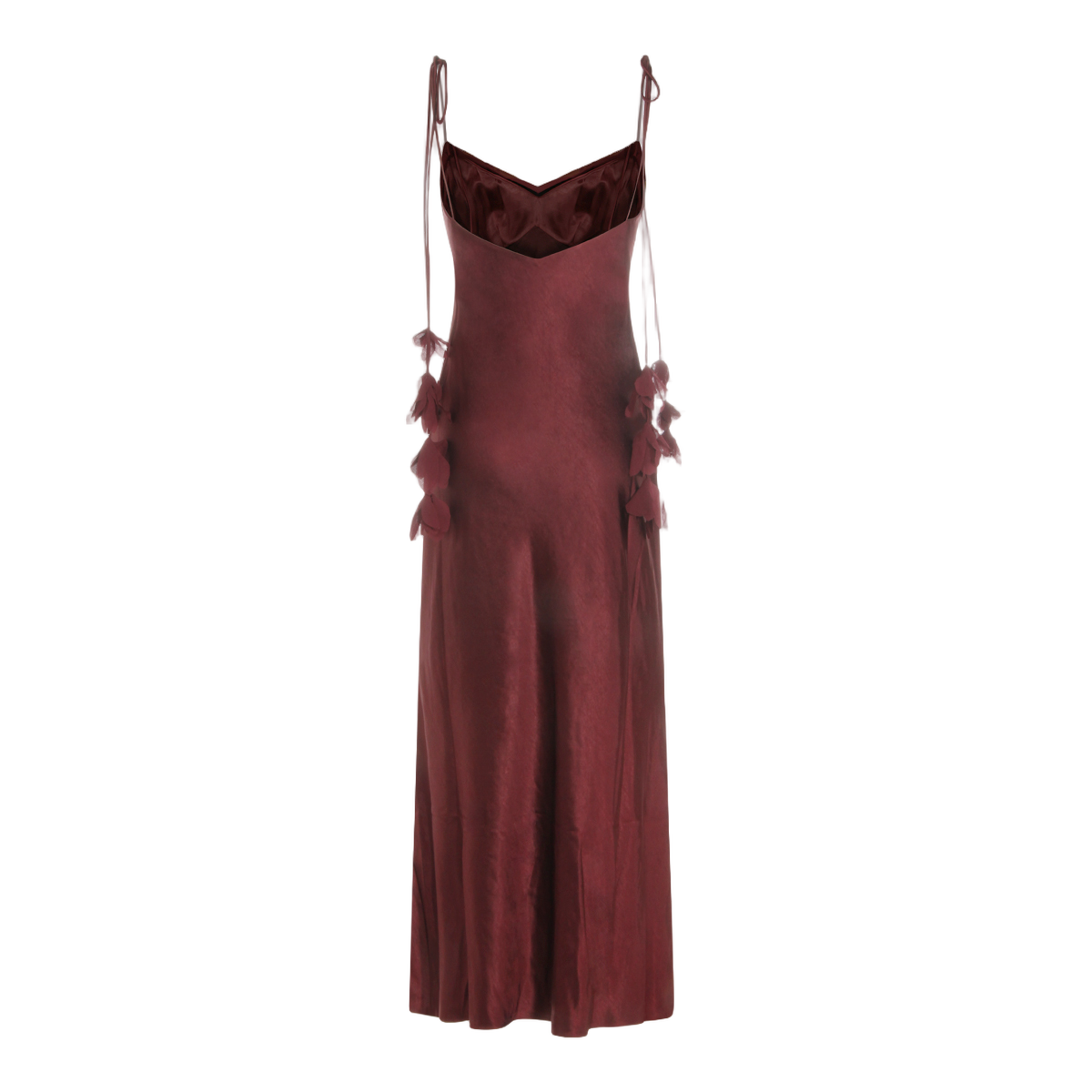 Long Flowing Burgundy Dress with Spaghetti Straps