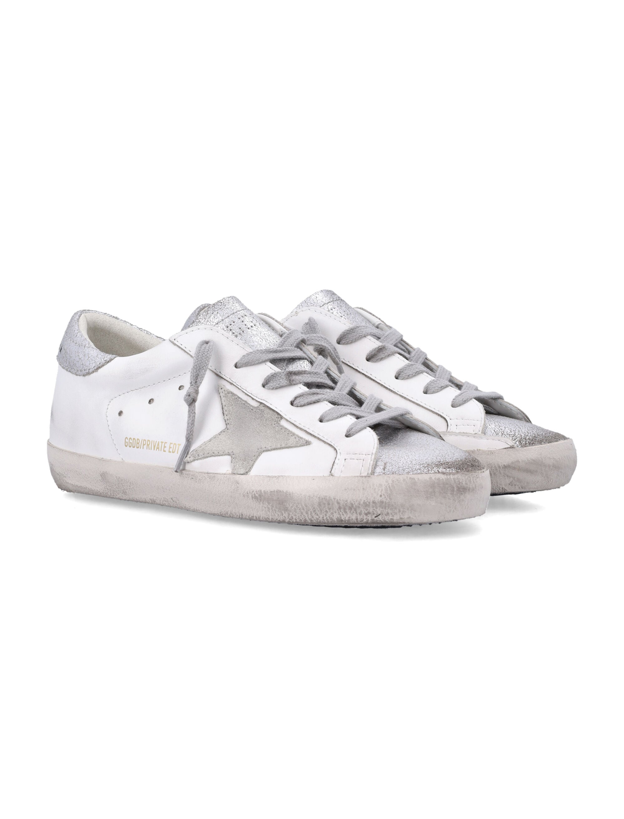 Distressed White Leather Low-Top Sneakers