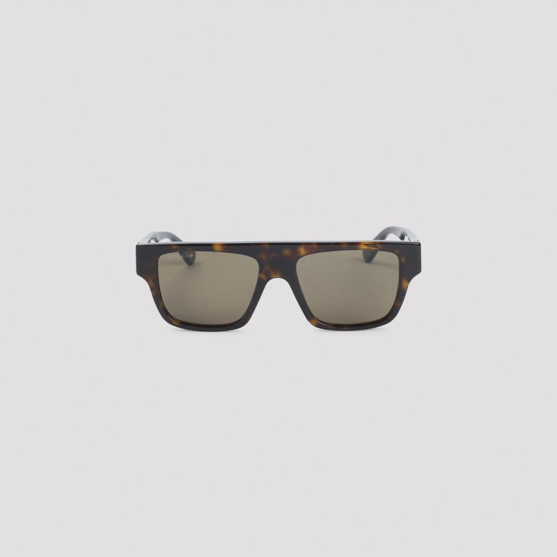 Rectangular Tortoiseshell Acetate Sunglasses With Metallic Accents
